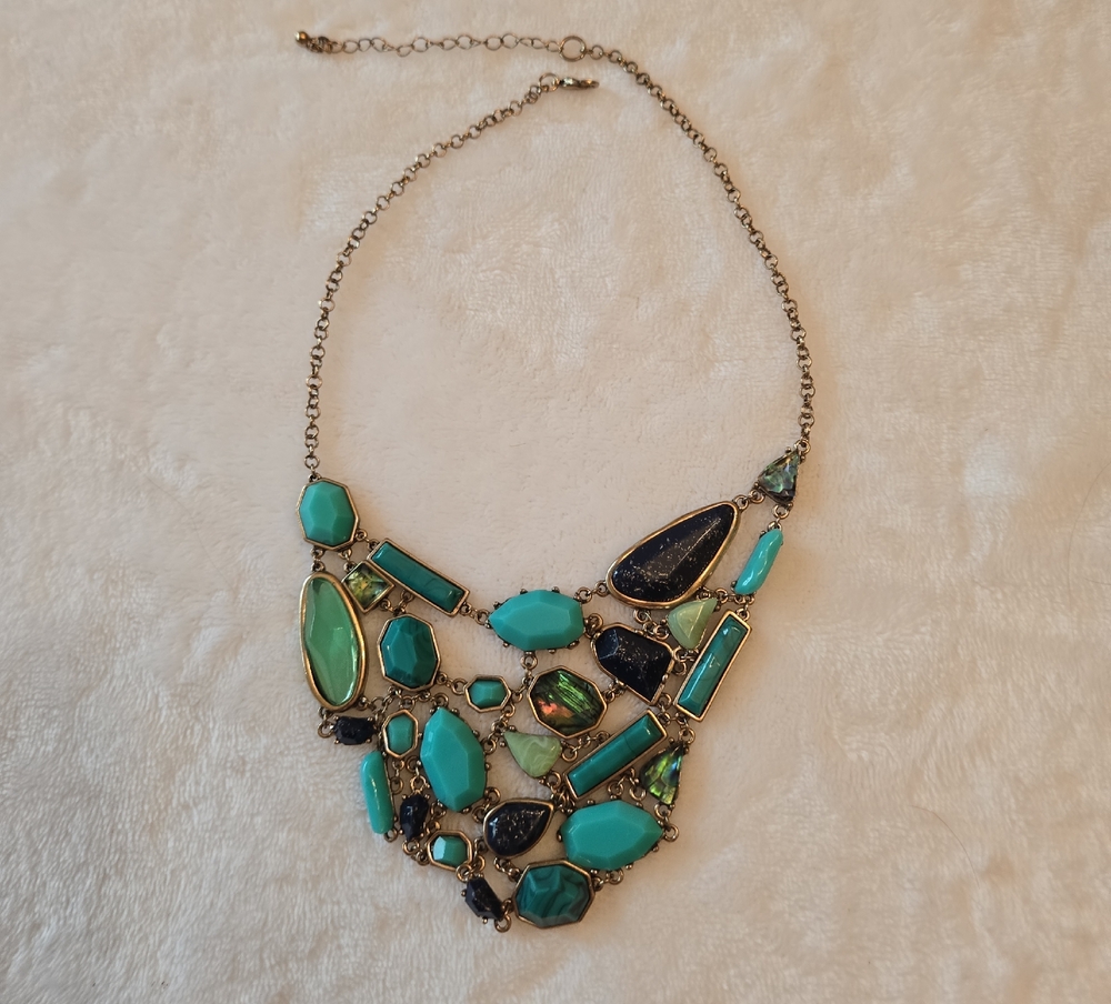 Source Unknown Turquoise and Navy Necklace